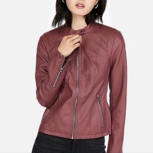 [NWOT] Vegan Biker Jacket Express Size Small Red Mauve Brown